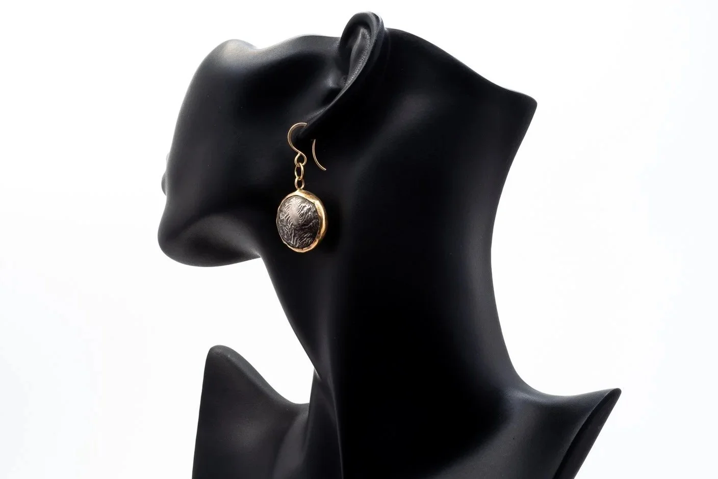 (B)Yellow Gold Oxidized Sterling Silver Drop Dangle Shepherd Hook Earrings