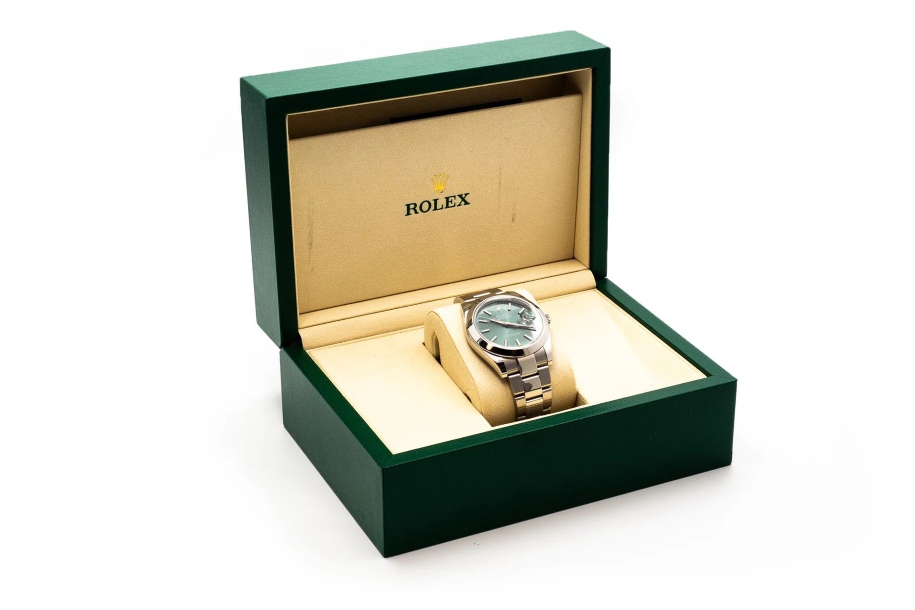 (BOX)41mm Stainless Steel Rolex Oyster Perpetual Datejust Automatic Mint Green Wristwatch