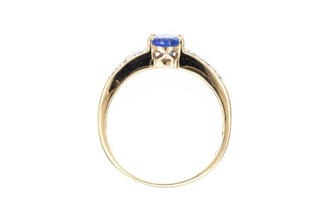 (F)Yellow Gold Diamond Tanzanite Gemstone Ring