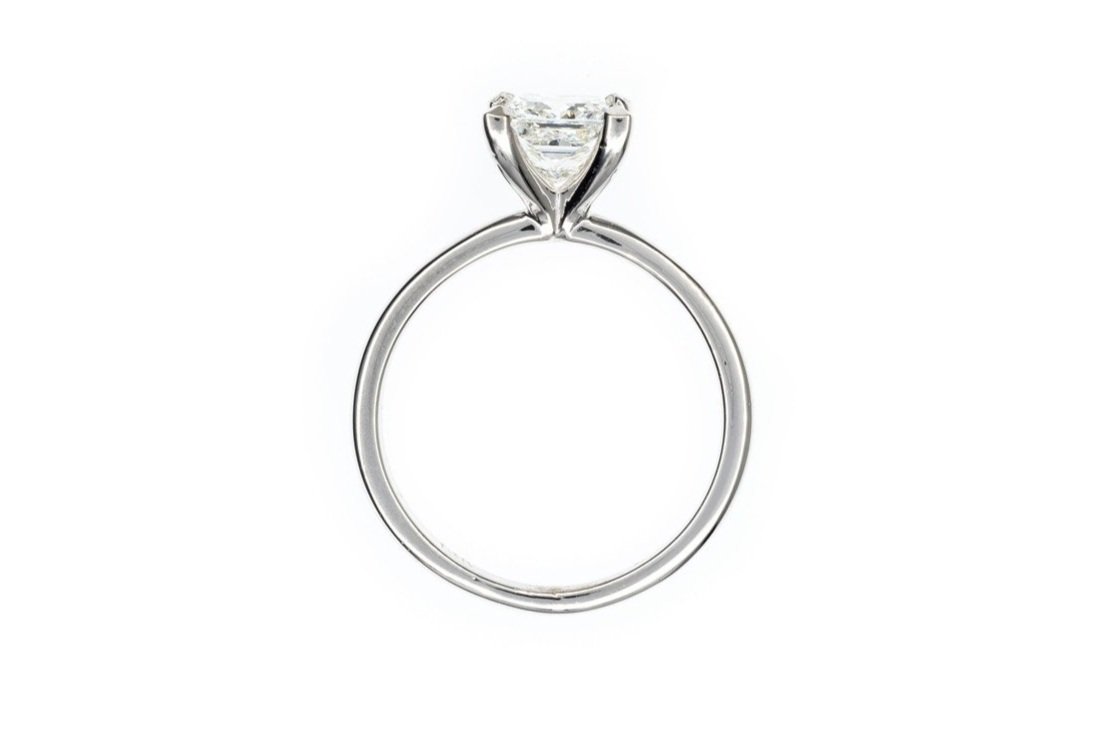 (F)White Gold Solitaire Princess Cut Lab Grown Diamond Engagement Ring