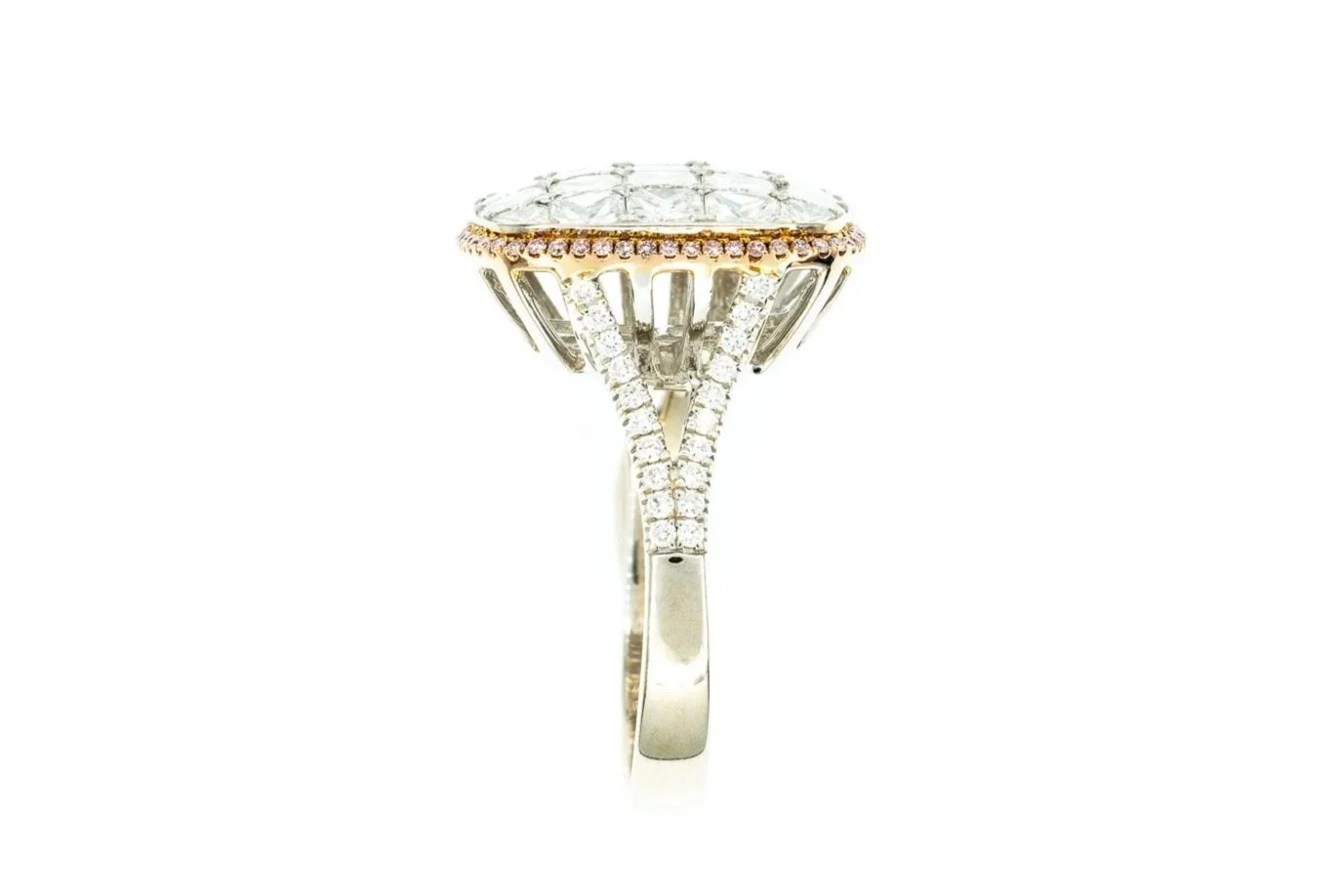 (S)White Rose Gold Princess Triangular Cut Diamond Simon G Designer Ring