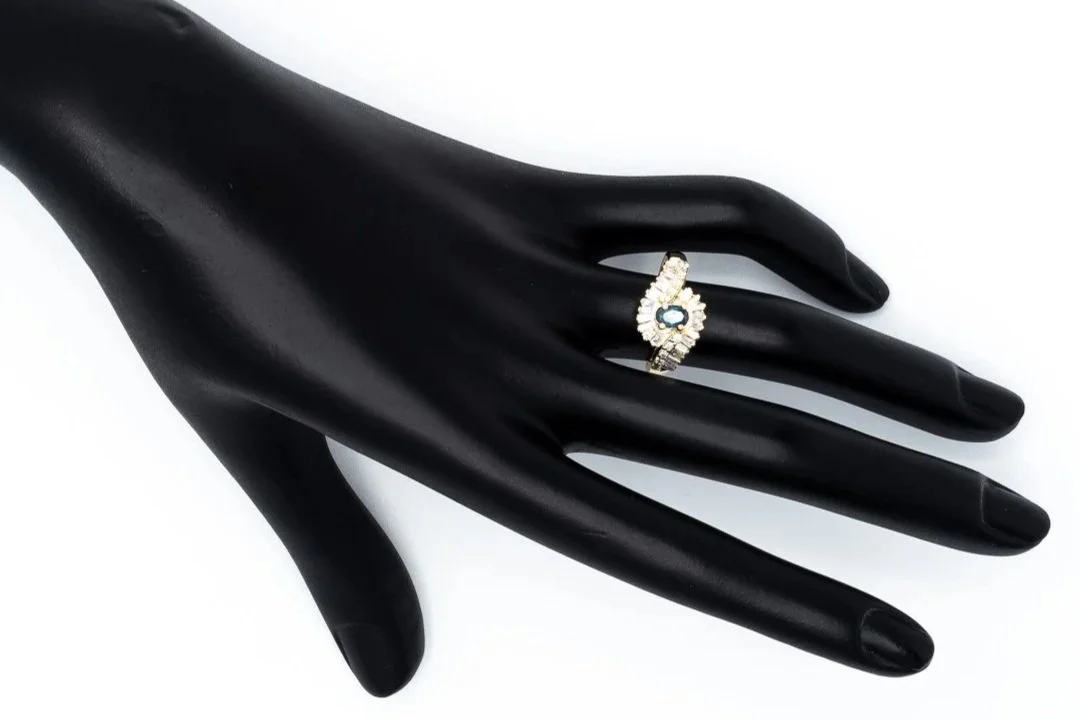 (H)Yellow Gold Diamond Alexandrite Gemstone Ring