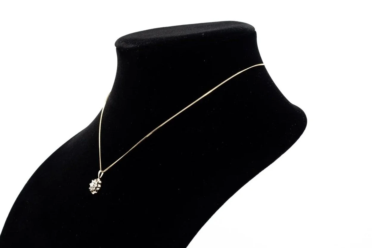 (S)Yellow White Gold Diamond Circular Cluster Pendant