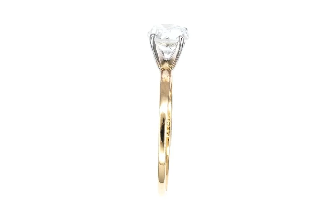(S)Yellow Gold Solitaire Round Brilliant Cut Diamond Engagement Ring
