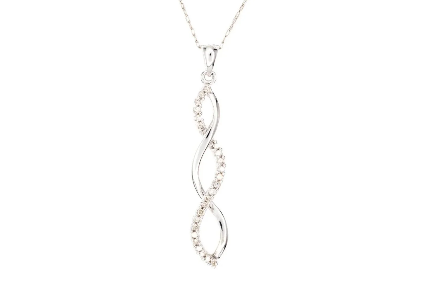 (T)White Gold Round Brilliant Cut Diamond Linear Drop Pendant