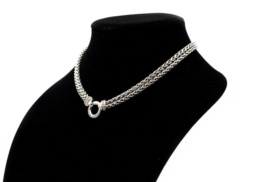 (S)Sterling Silver Round Brilliant Cut Diamond David Yurman Necklace