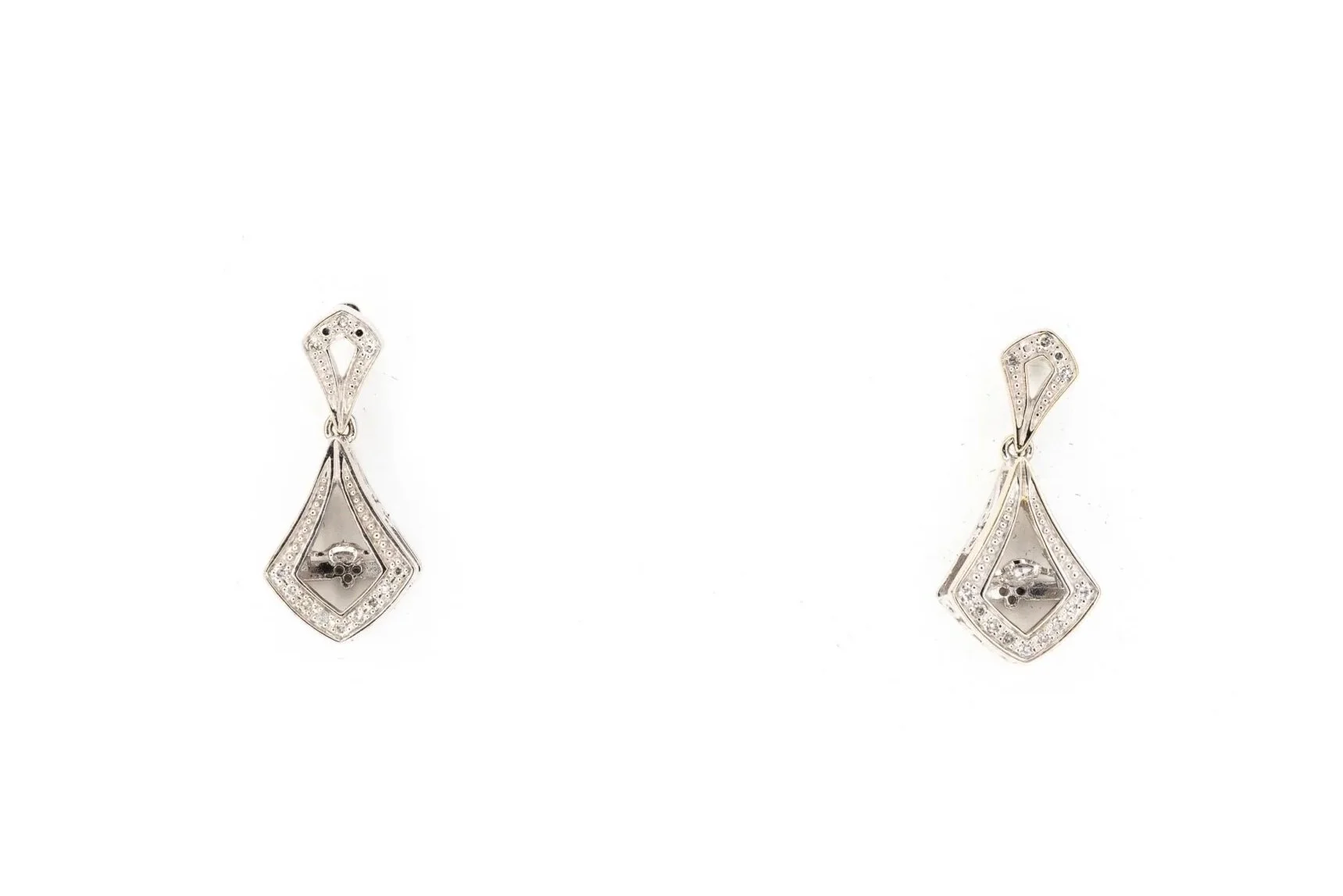 (T)White Gold Diamond Drop Dangle Stud Earrings