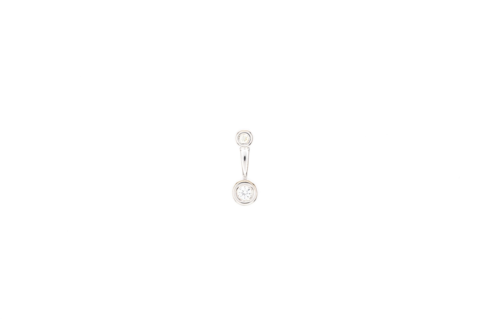 (T)White Gold Round Brilliant Cut Diamond Drop Slider Pendant