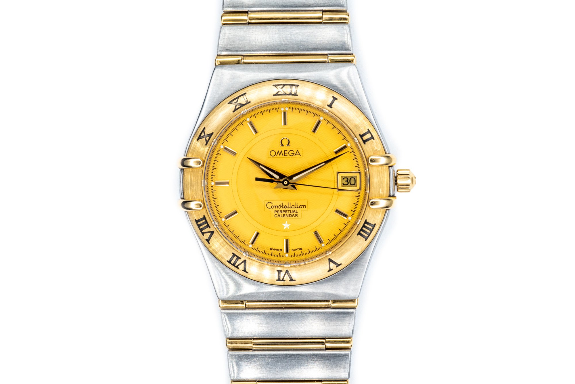 (T)35mm Swiss Made Omega Constellation Perpetual Calendar Quartz Wristwatch