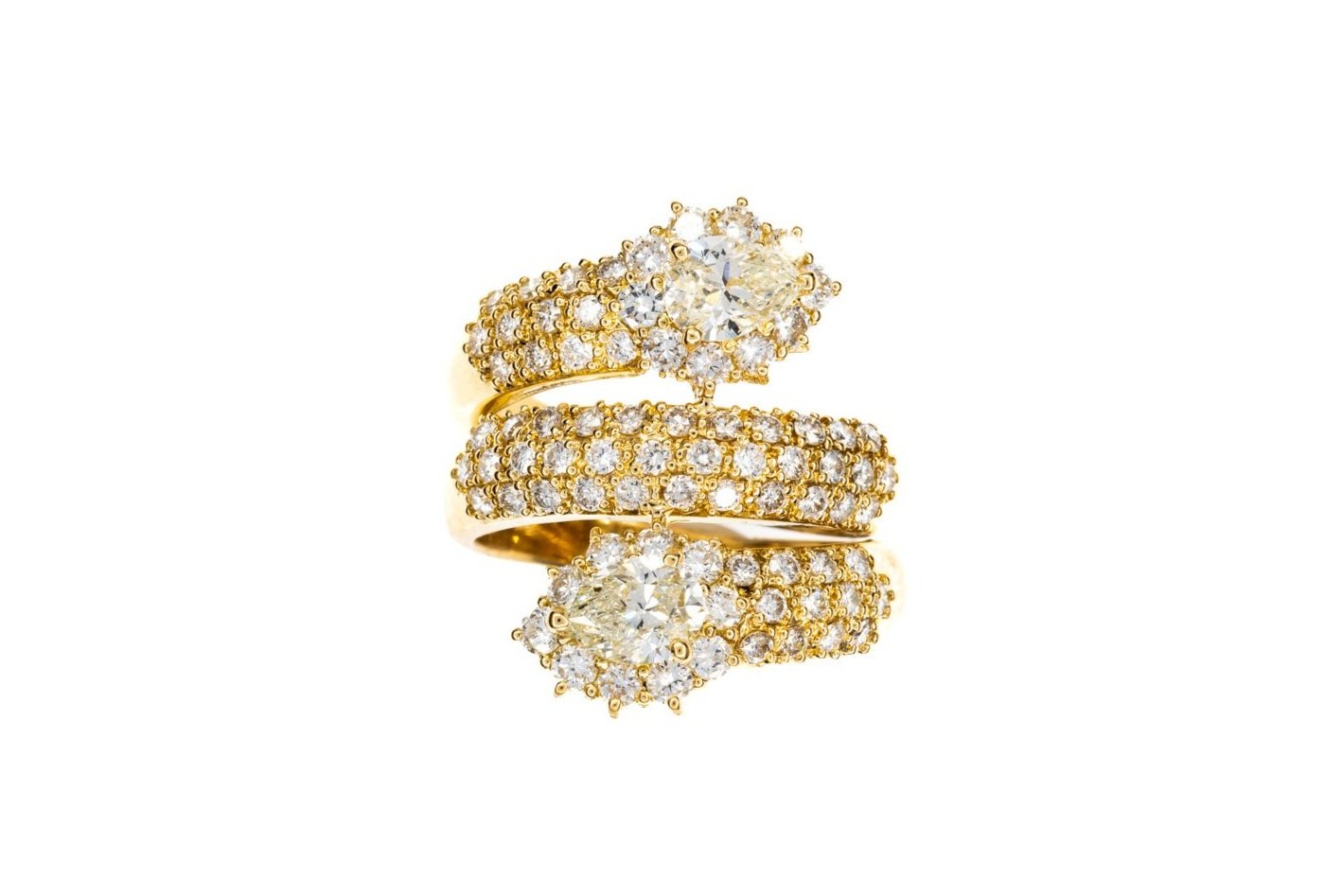 (T)Yellow Gold Pear Brilliant Cut Multi Diamond Ring