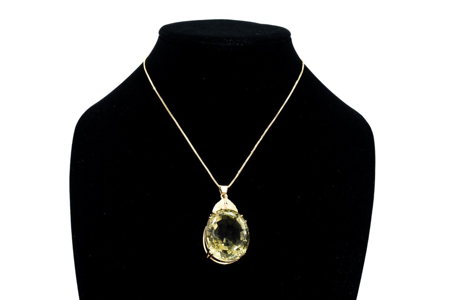 (F)Yellow Rose Gold Solitaire Citrine Drop Dangle Pendant