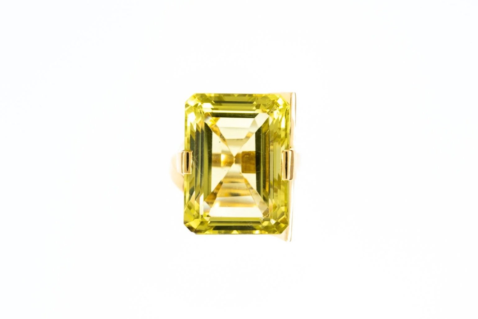(T)Yellow Gold Solitaire Heliodor Golden Beryl Gemstone Ring