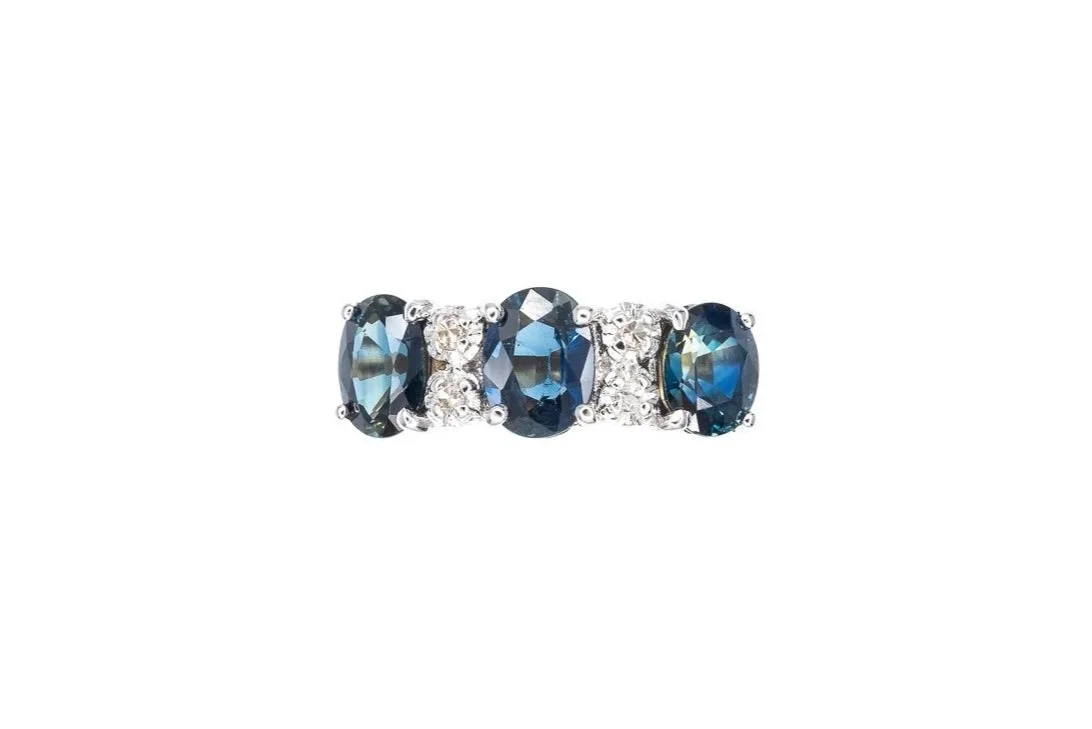 (T)Yellow White Gold Diamond Sapphire Cluster Ring