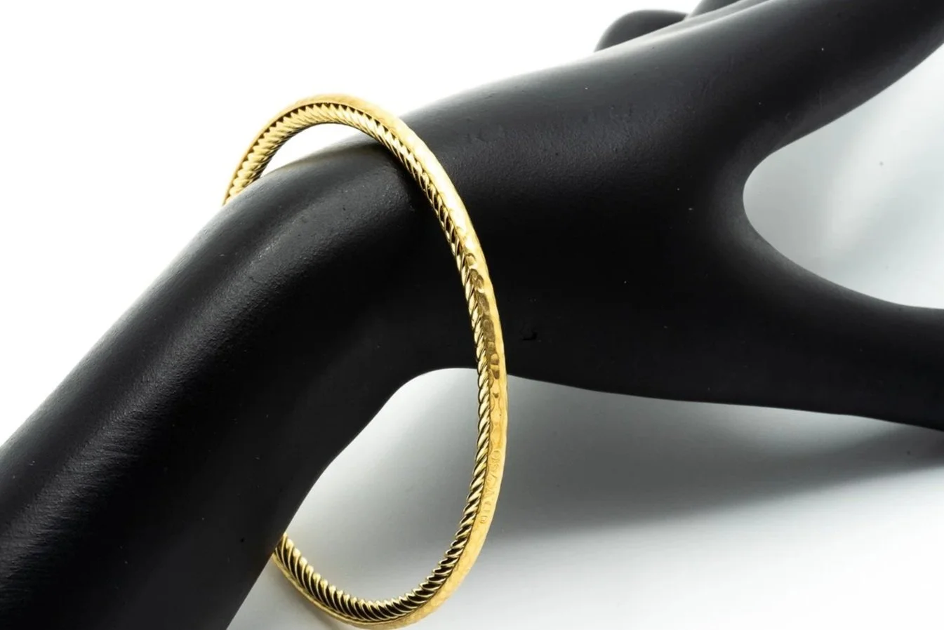 (W)Yellow Gold David Yurman Inside Classic Cable Bangle Bracelet