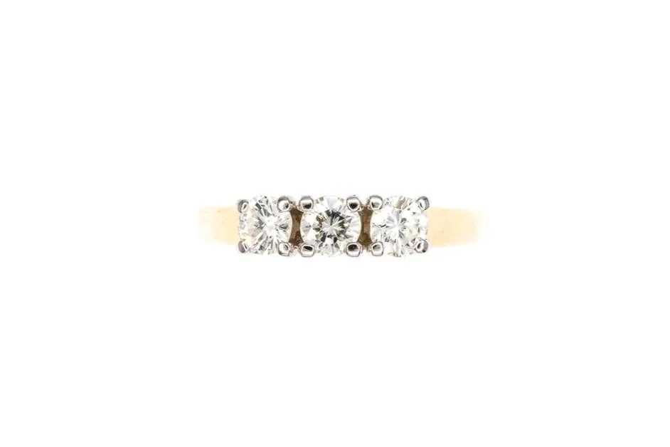(T)Yellow Gold Three Stone Multi Diamond Ring