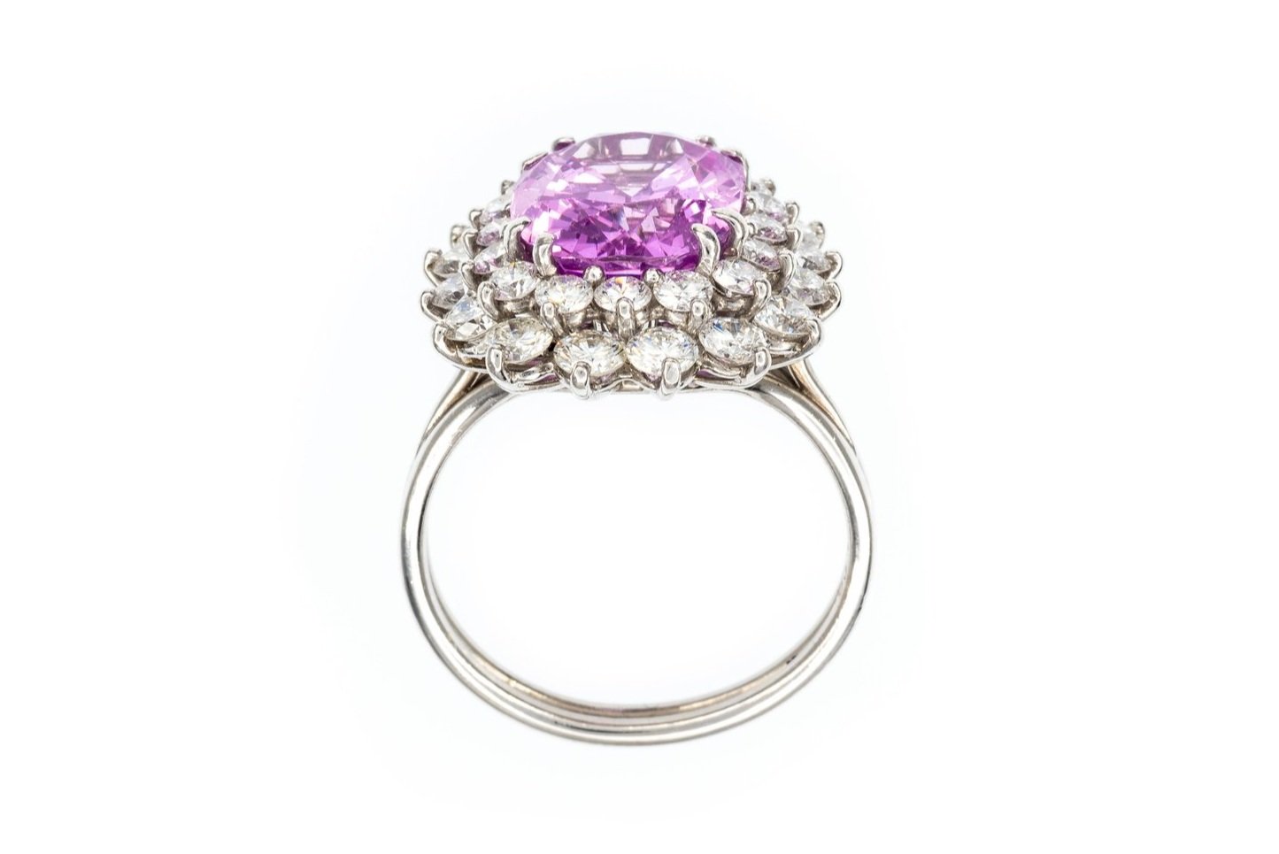(F)Platinum Diamond Untreated Pink Sapphire Tiffany & Co. Designer Ring