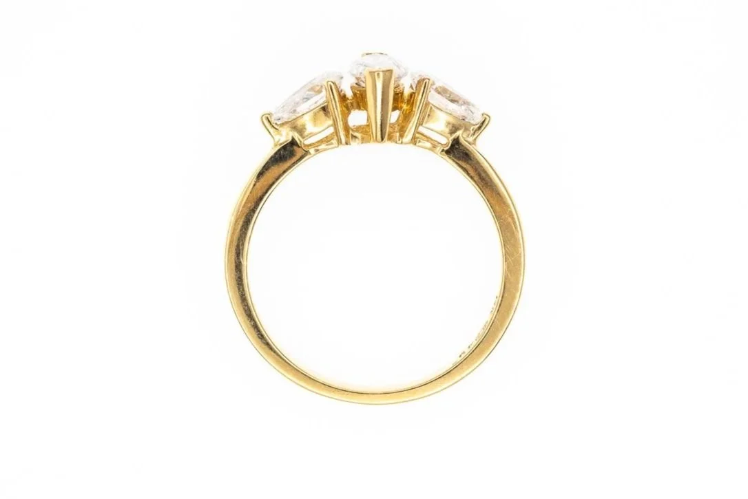 (F)Yellow Gold Marquise Pear Brilliant Cut Multi Diamond Ring