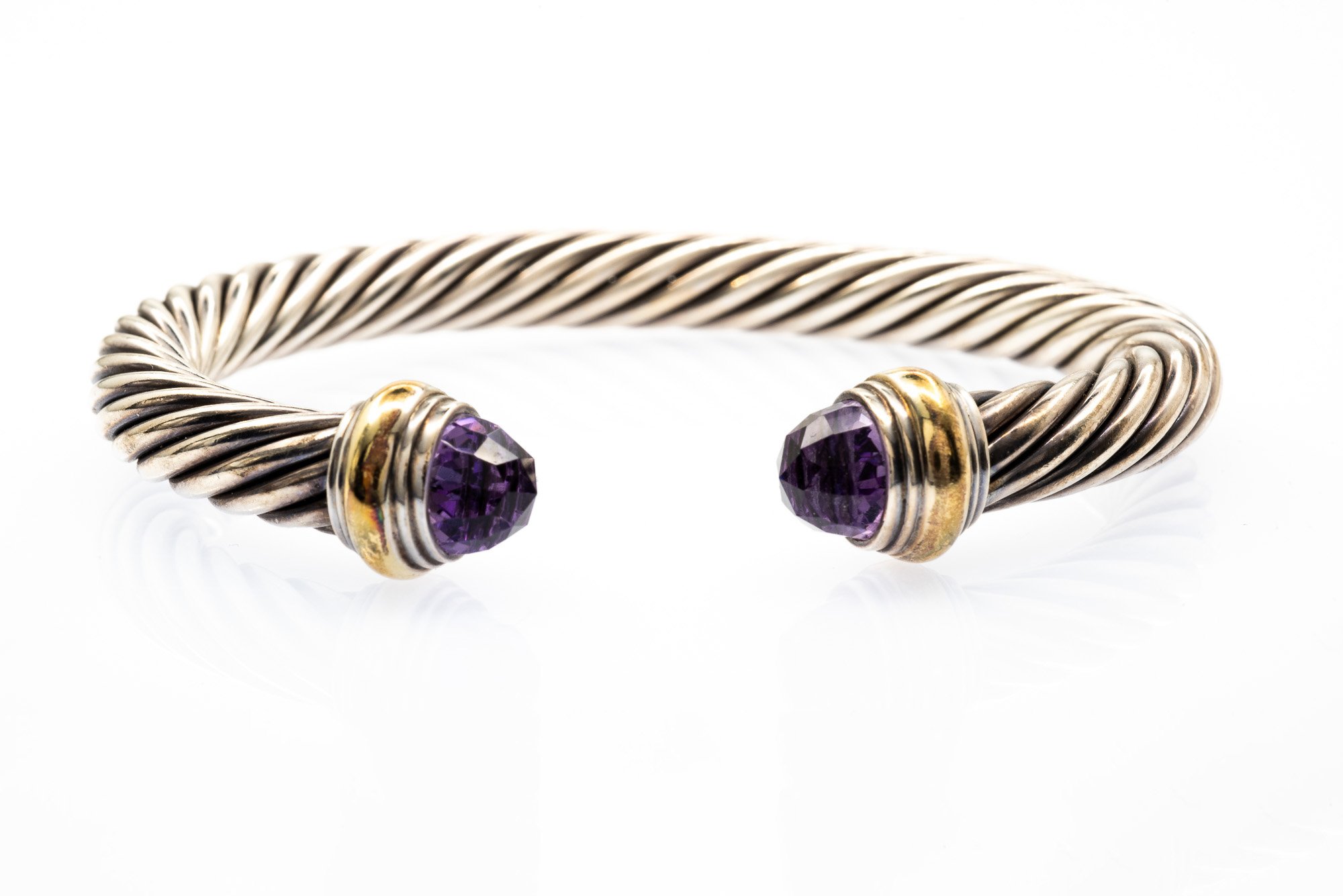 (F)Yellow Gold Sterling Silver David Yurman Bangle Bracelet