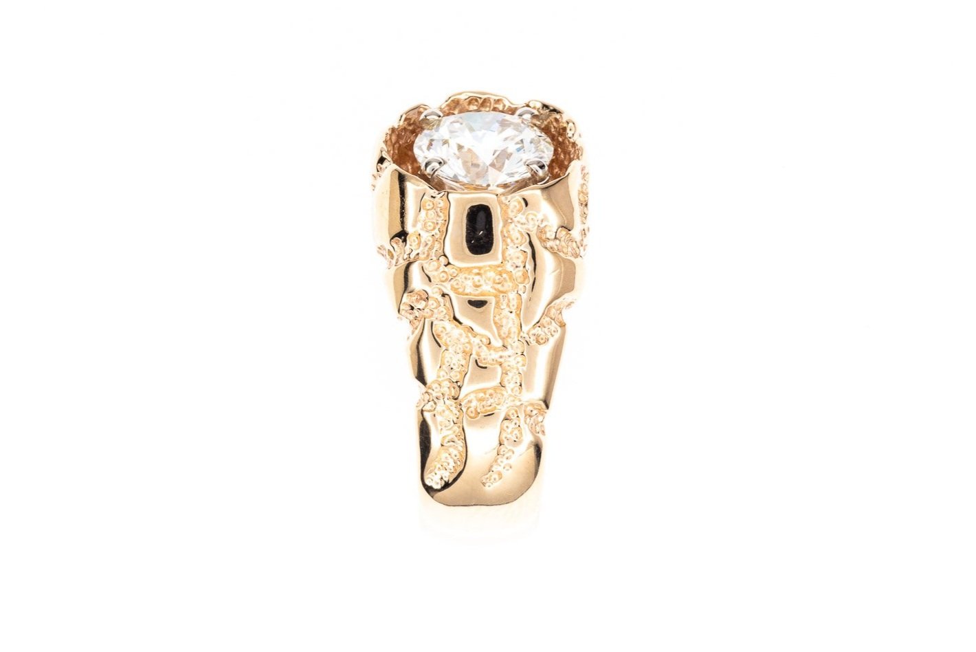 (S)Yellow Gold Solitaire Round Brilliant Cut Diamond Men's Band