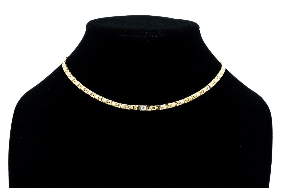 (F)White Yellow Gold Old European Cut Diamond Fancy Necklace