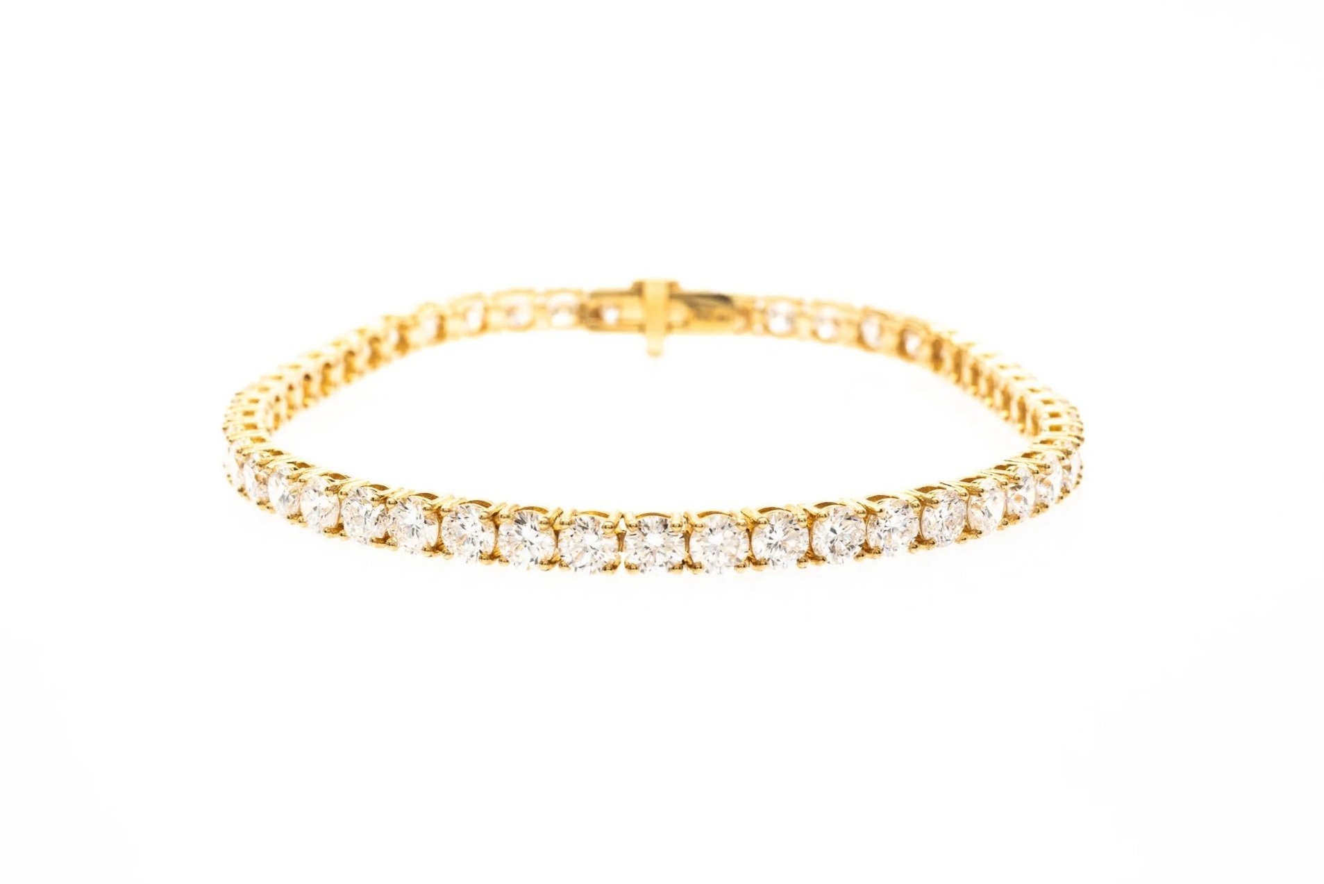 (F)Yellow Gold Round Brilliant Cut Lab Grown Diamond Tennis Bracelet