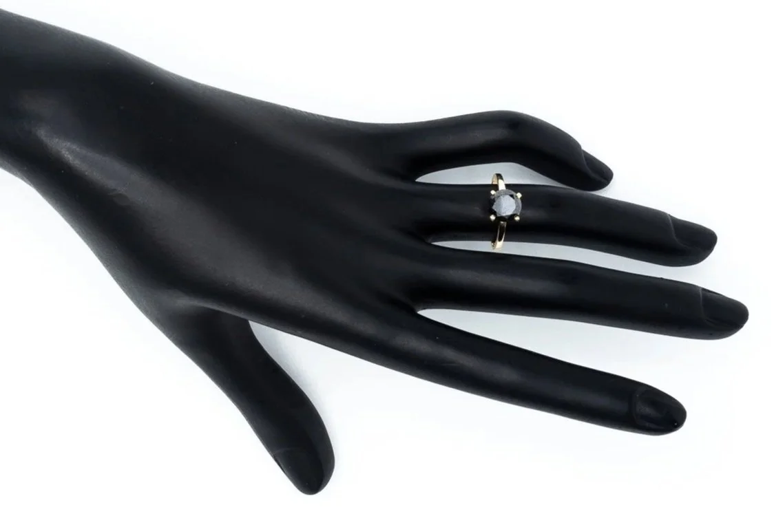 (H)Yellow Gold Solitaire Round Brilliant Cut Diamond Ring