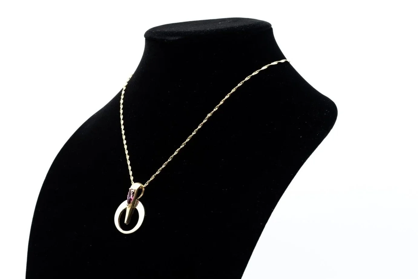 (S)Yellow Gold Solitaire Pink Topaz Drop Slider Pendant