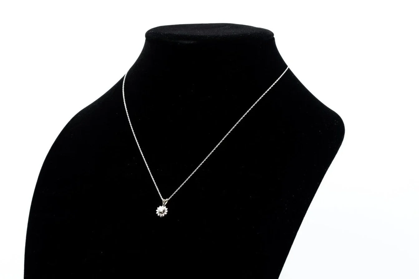 (F)White Yellow Gold Old European Cut Diamond Cluster Pendant