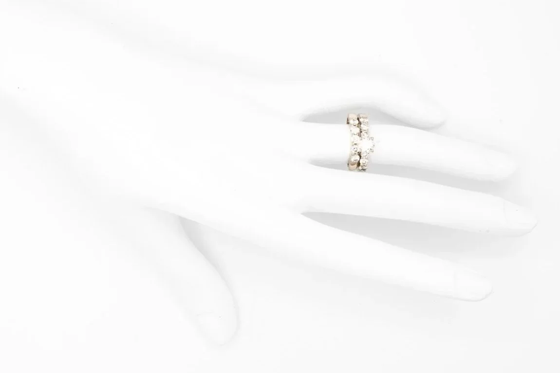 (H)White Gold Round Brilliant Cut Diamond Engagement Ring Wedding Set