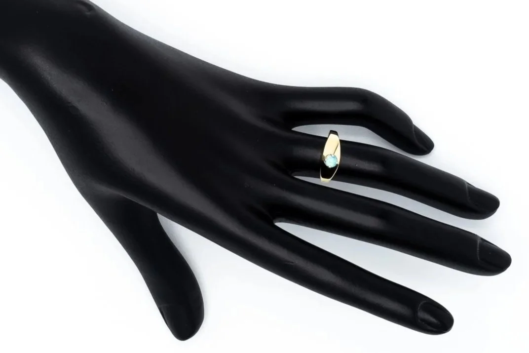 (H)Yellow Gold Solitaire Opal Triplet Gemstone Ring