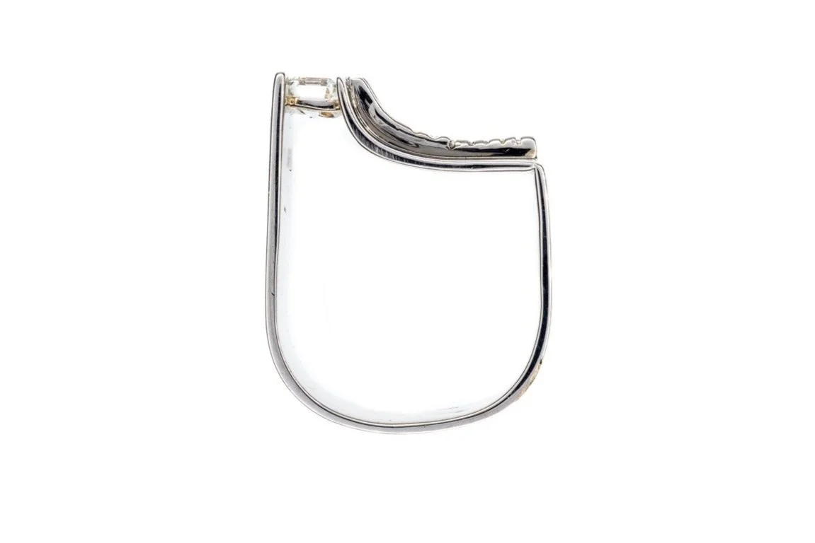 (F)White Gold Emerald Baguette Cut Multi Diamond Ring