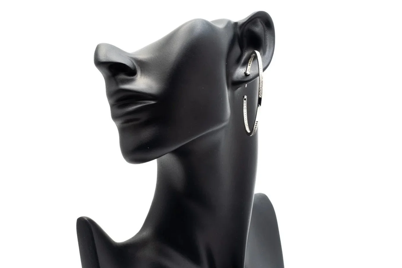 (F)White Gold Round Brilliant Cut Diamond JVair Hoop Earrings