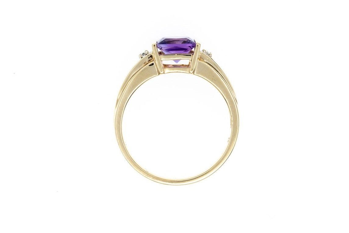 (F)Yellow Gold Diamond Amethyst Gemstone Ring