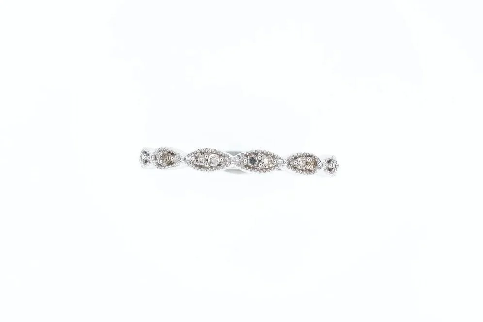 (T)White Gold Single Cut Diamond Band
