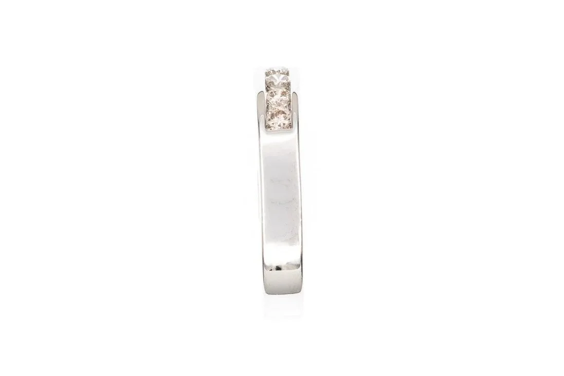 (S)White Gold Round Brilliant Cut Diamond Band