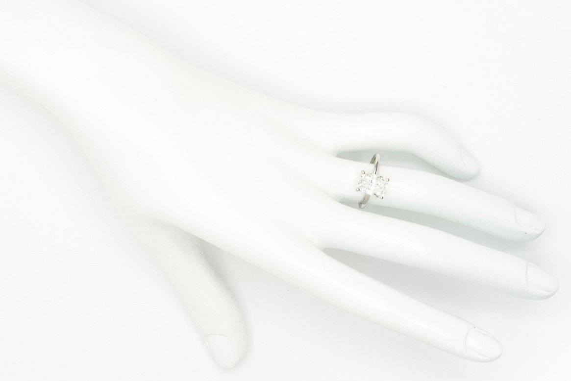 (H) White Gold Solitaire Radiant Cut Lab Grown Diamond Engagement Ring