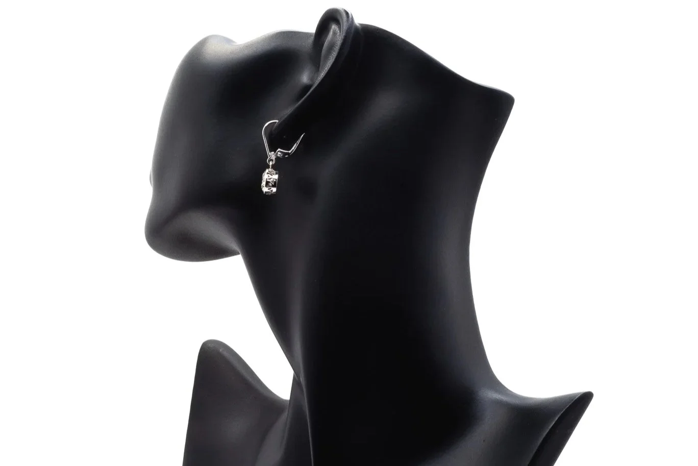 (B)White Gold Solitaire Round Brilliant Cut Diamond Drop Dangle Lever Back Earrings