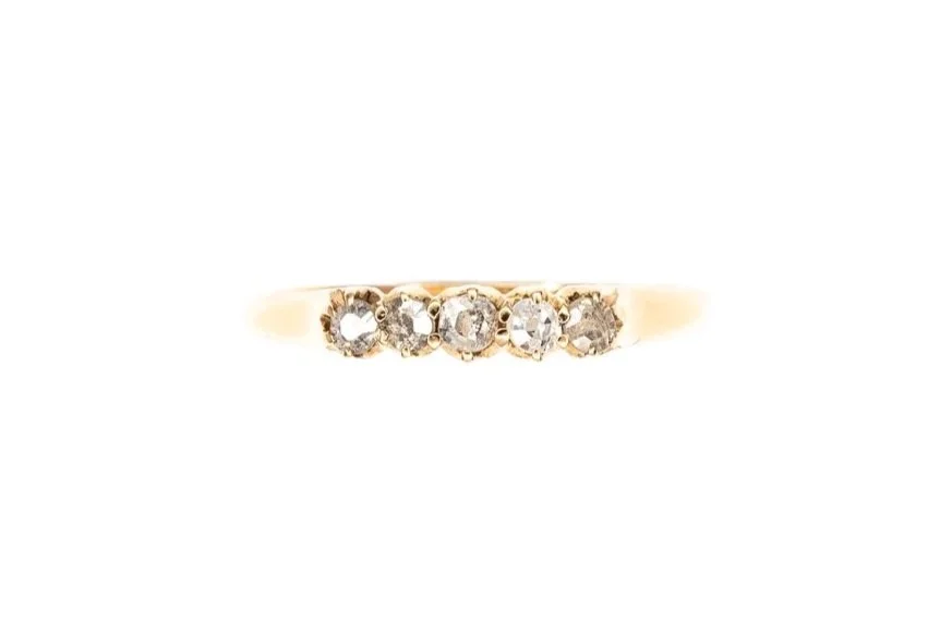 (T)Yellow Gold Antique Five Stone Multi Diamond Ring