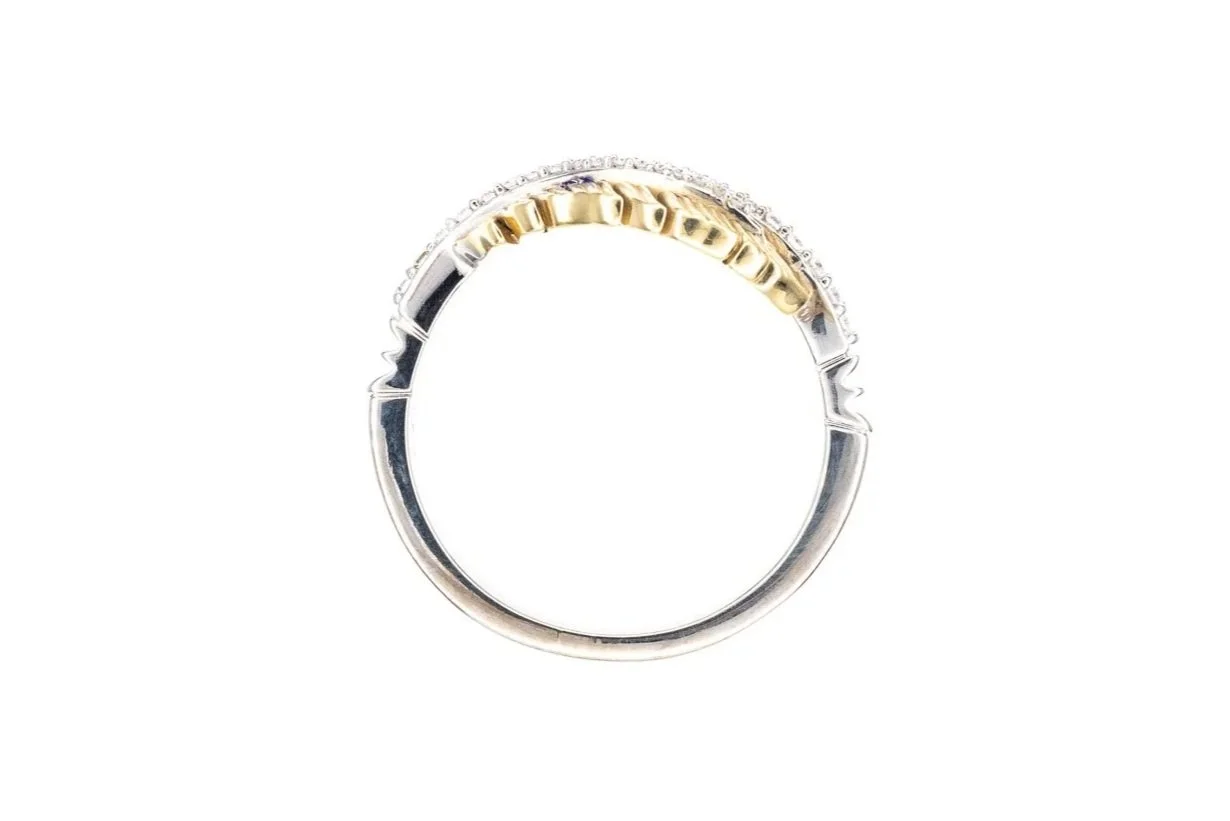 (F)White Yellow Gold Round Brilliant Cut Diamond Band