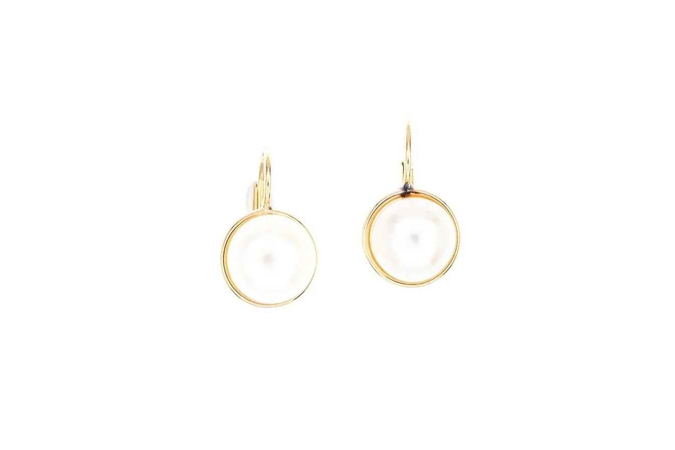 (T)Yellow Gold Solitaire Freshwater Cultured Pearl Stud Earrings