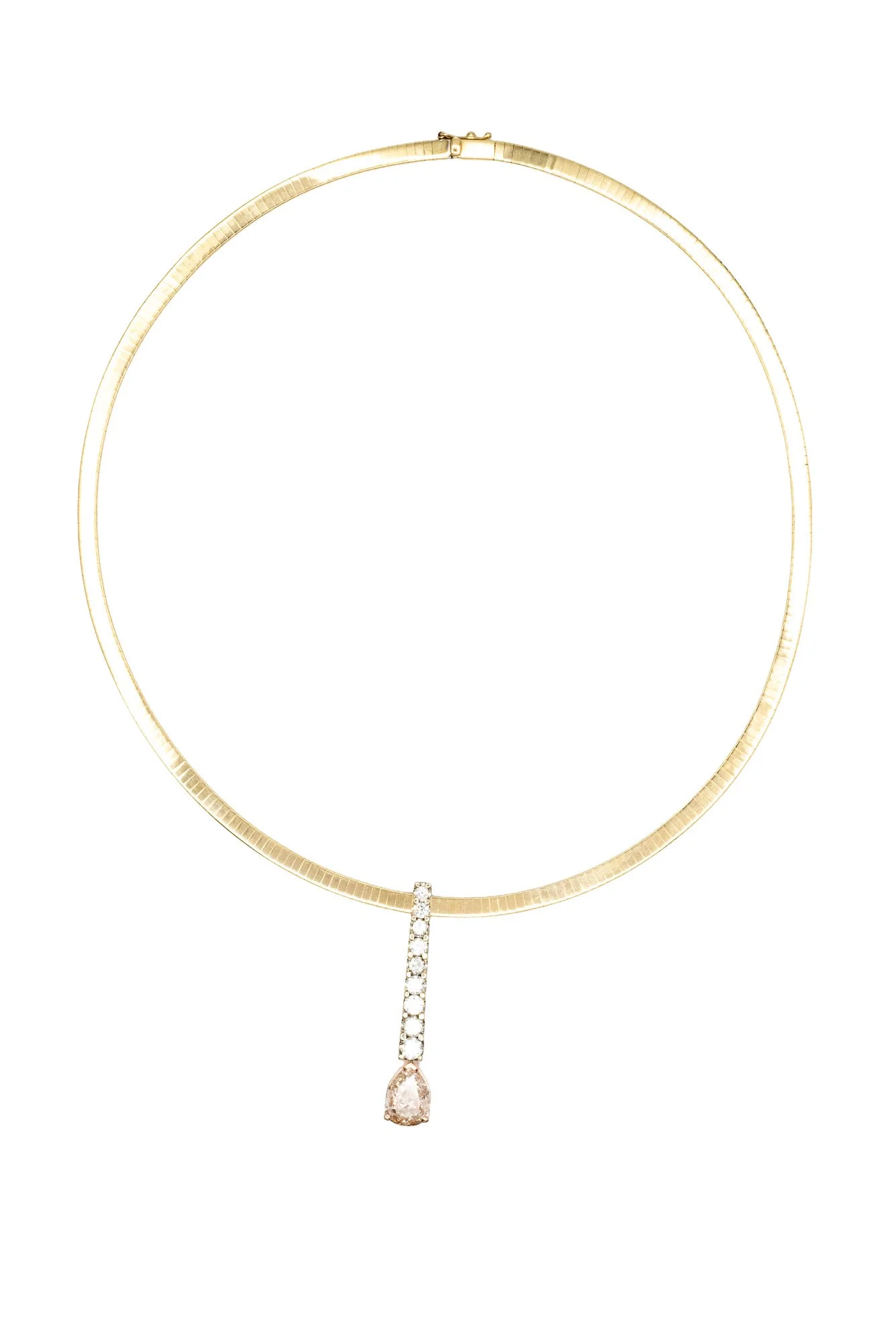 (T)White Rose Yellow Gold Pear Modified Brilliant Cut Diamond Drop Slider Pendant