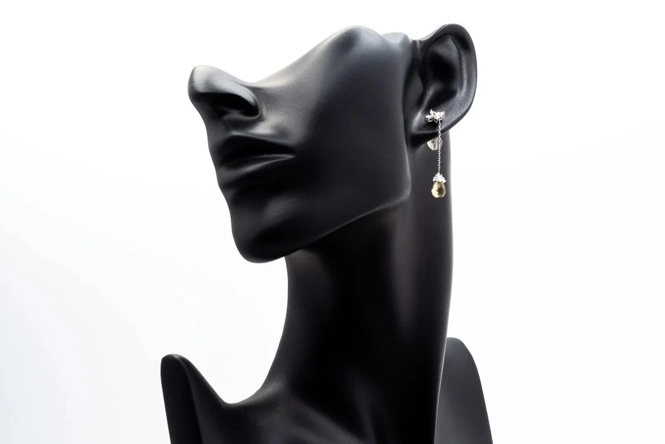 (F)White Gold Marquise Brilliant Cut Diamond Yellow Sapphire Drop Dangle Stud Earrings