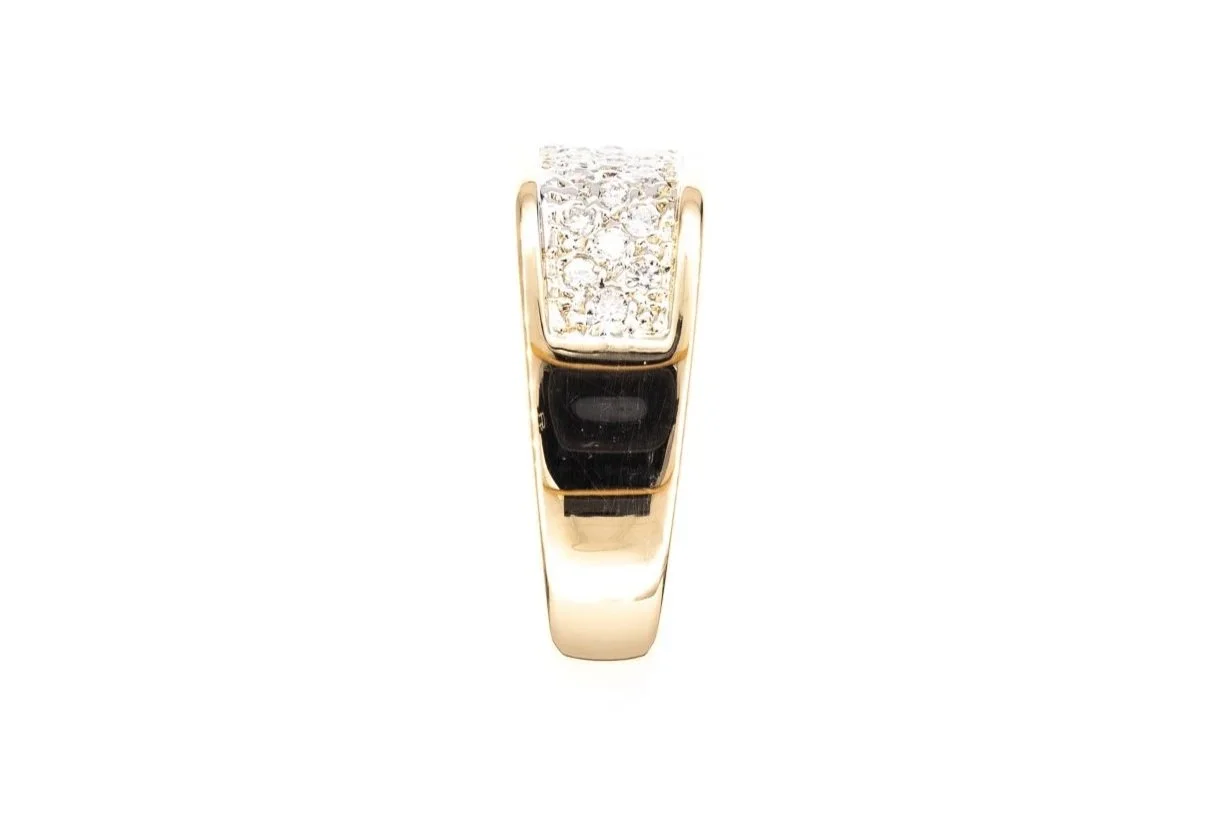 (S)Yellow White Gold Round Brilliant Cut Multi Diamond Ring