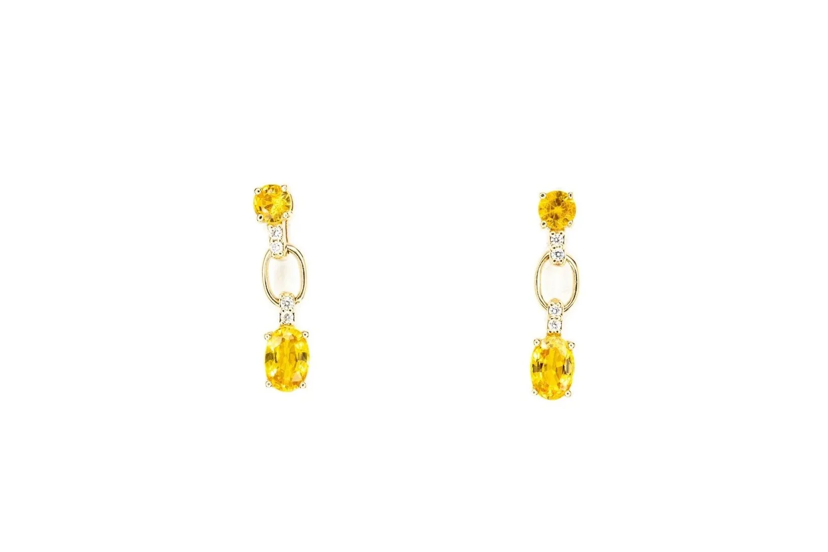 (T)Yellow Gold Diamond Yellow Sapphire Drop Dangle Stud Earrings