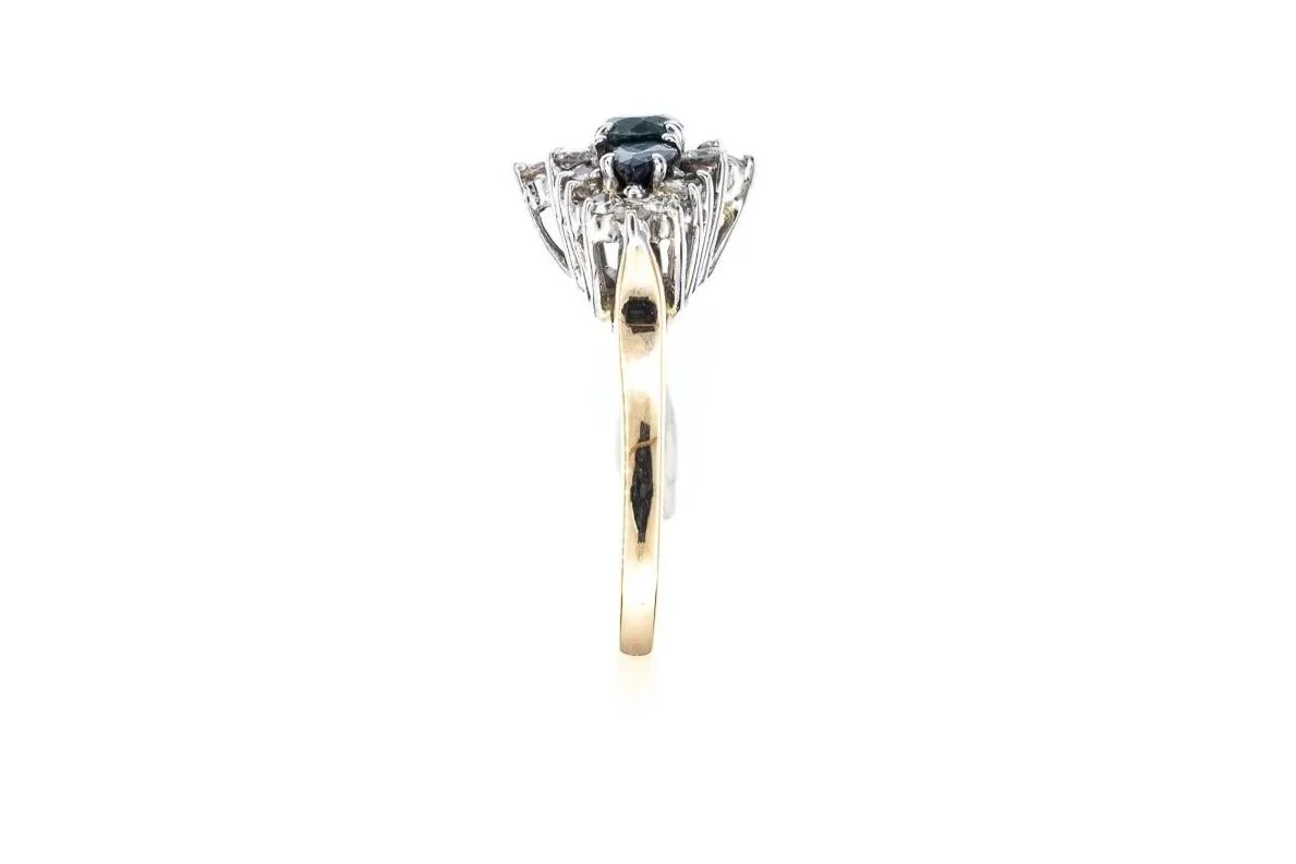 (S)Yellow White Gold Diamond Sapphire Gemstone Ring