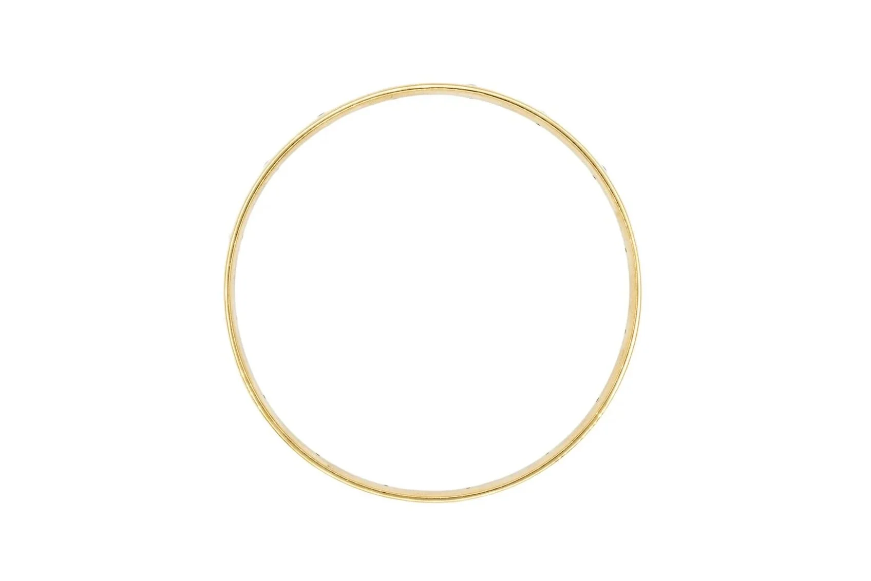 (T)Yellow Gold Round Brilliant Cut Diamond Low Dome Bangle Bracelet