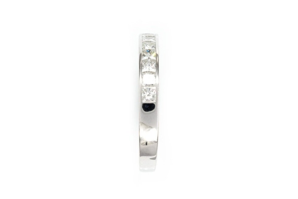 (S)White Gold Princess Cut Diamond Band