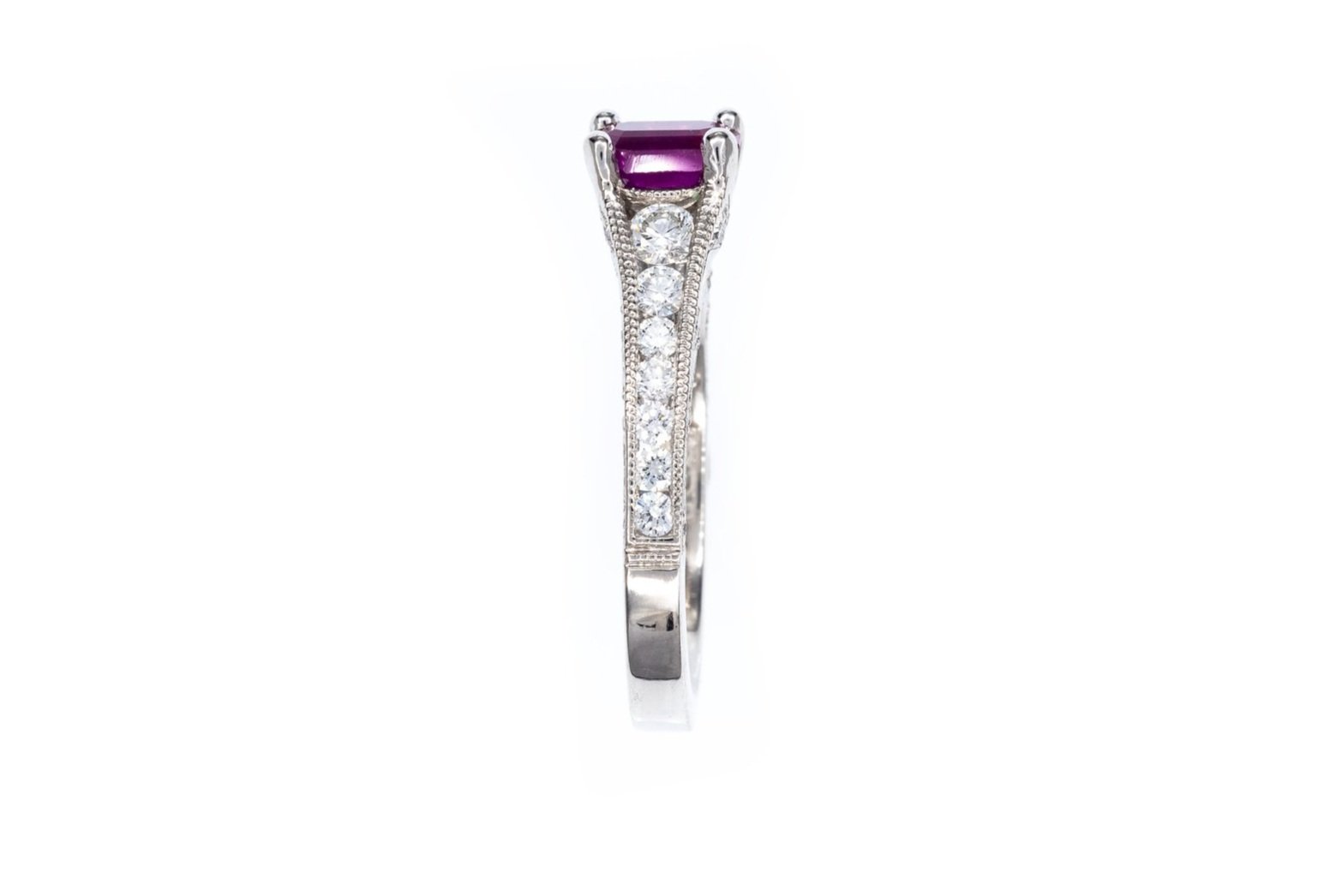 (S)Platinum Diamond Untreated Ruby Tacori Engagement Ring