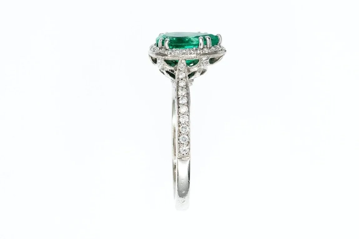 (S)Platinum Diamond Emerald Tacori Designer Ring