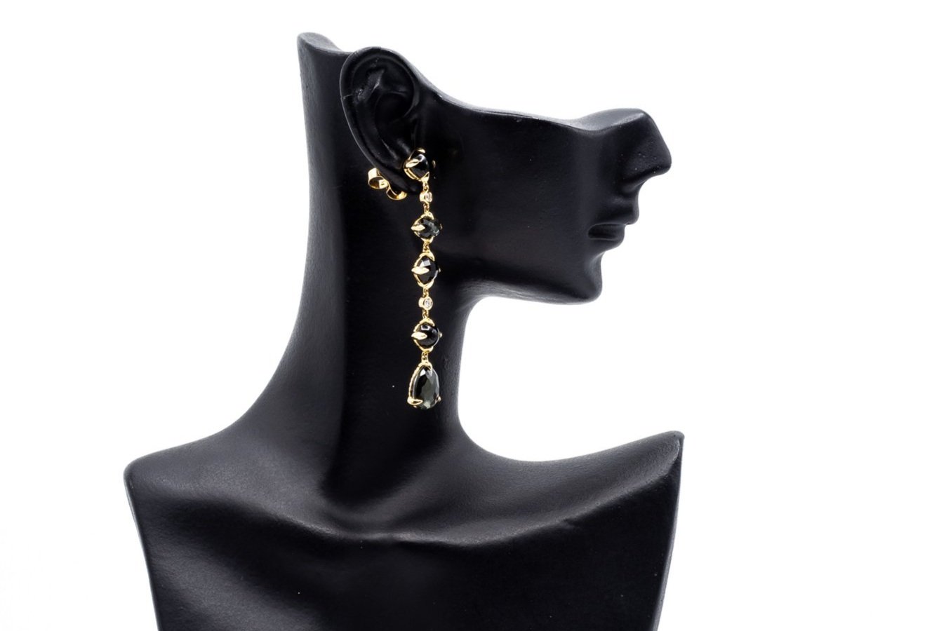 (S)Yellow Gold Black Onyx Hematite Lemon Quartz Doublet David Yurman Stud Earrings